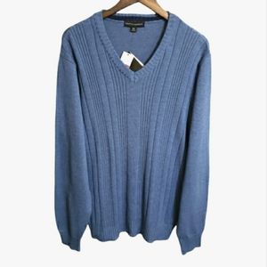 Tricots St. Raphael Sea Heather Blue V-neck Pullover Sweater Men's Size XXL NWT